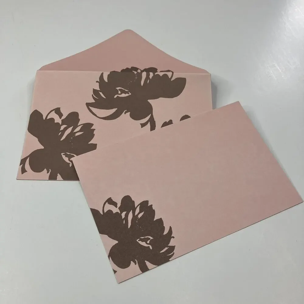 Aria Designer Correspondence Kit- 8 Cards, Envelopes, Labels- Pink/Brown Floral